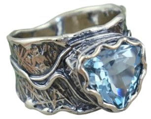 Breite Version Antik Ring Legierung Galvanisch Blau Zirkon Herren- und Damenringe, Legierter Stahl, Kein Edelstein