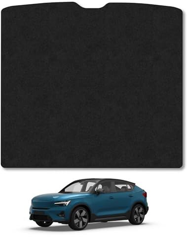Carpet Boot Liner Compatible With Volvo C40/Ec40 (2022+) Black Carpet Tailored Fit 550Gsm Protector Boot Mat Anti-Slip Durable Water-Resistant Easy Clean Custom Fit Dog Friendly