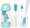 Electric Bottle Brush Cleaner Set, Bear-Shaped Travel Baby Bottle Cleaner Kit with Silicone Nipple & Straw Brush, Soap Dispenser, Drainage Rack, Storage Box(Blue)