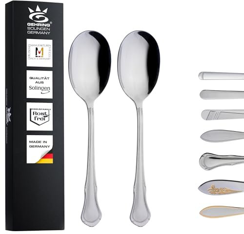 Gehring Solingen Chippendale Vorlegelöffel 2er Set I Edelstahl Besteck I Servierlöffel für Gemüse, Beilagen und Salate I spülmaschinengeeignet I Made in Germany
