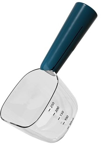 SWEETBIUTI Tasse à mesurer de nourriture pour chien avec échelle, pelle précise pour nourriture pour animaux de compagnie avec clips pour sac de nourriture pour chien, cuillère multifonction en ABS