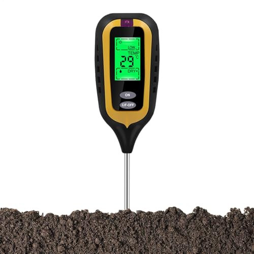 Plant Moisture Meter, 4-in-1 Soil Tester, Moisture, pH, Sunlight, and Temperature Sensor, 12.48x2.32inches Smart Gardening Tool for Indoor and Outdoor Plants, Farm and Garden Care