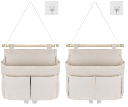 Prmape 2 Stück Hängende Aufbewahrungstasche, Hohe Kapazität Zusammenbaubar, 3 Fächer mit Klebriger Haken, Hängeorganizer Bad Tür Hängeorganizer für Zuhause/Schule/Büro/Geschäft/Wohnmobil/Zelt