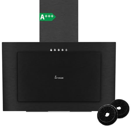 KKT KOLBE VTH6004S - Cappa aspirante 60 cm, senza testa, in acciaio nero, illuminazione a LED, 3 livelli di ventilazione, incluso filtro ai carboni attivi, VTH6004S