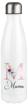 Personalisierte Isolierflasche mit Initialien und Namen, 350/500/750 ml, Edelstahl (Rosa, 750ml)