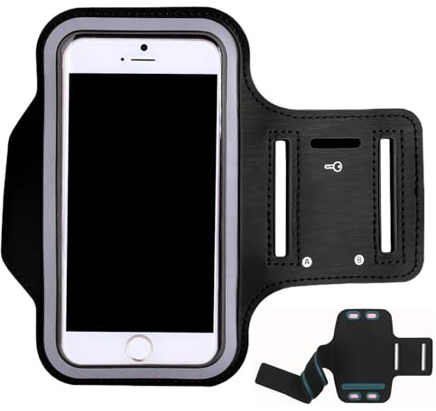 Brassard de Course Porte-Téléphone - Pochette Étanche pour Smartphone et Accessoires de Sport - Sac Sportif Léger Antichoc avec Porte-Clés pour Randonnée Fitness Jogging Entraînement Extérieur