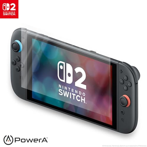 Protection d'écran PowerA pour Nintendo Switch 2 - Lot de 2, protège l'écran, facile à appliquer, comprend 2 protections d'écran, chiffon en microfibre et applicateur