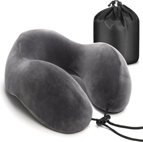 QUXV Oreiller de Voyage, Coussin Ergonomique Voyage, Oreiller de Voyage à mémoire de Forme, Coussin Voyage en Mousse à Mémoire de Forme pour Nuque Cervical Applicable à Voitures Avions Trains Bureau