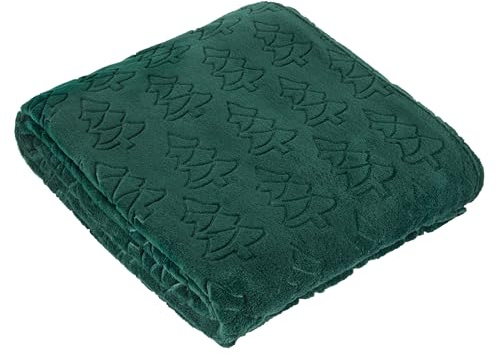 furn. Festive Trees Throw – Festive Tree Embossed Soft Flannel Fleece Blanket (Emerald - 140x180cm)