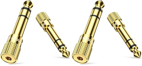 POSUGEAR Klinke Adapter 3.5mm auf 6.35mm 2 Stück, 6.35 Klinkenstecker auf 3.5 Klinken Buchse aux Audio Adapter mit Vergoldete Kontakte für Kopfhörer oder Lautsprecher (Packung mit 2)