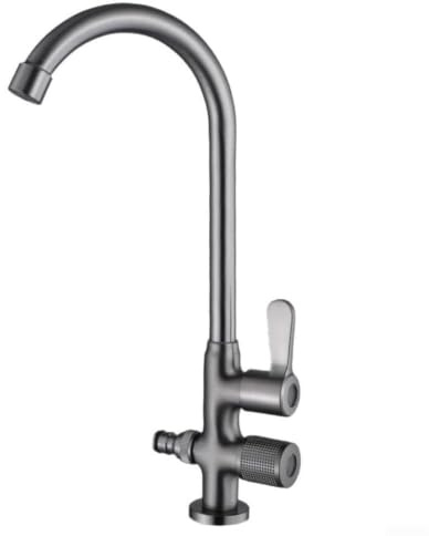 HaloModora Rubinetto per lavello da giardino esteso con doppio controllo e beccuccio girevole G1/2 Quick Connect per uso esterno