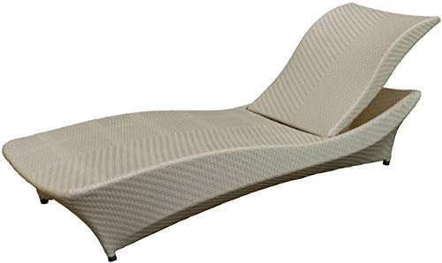 Korb-Outlet Elegante Gartenliege Deluxe/verstellbare Polyrattan Garten Liege Outdoor/Sonnenliege Gartenmöbel Perlmutt - Weiss (Gartenliege)