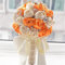 Fouriding Handgemachte Brosche Brautstrauß Braut Satin Rosen Blumen Diamant Perlen Blumensträusse Hochzeit Strauß Künstliche Blumenstrauß künstlicher Rosenstrauß Dekoration (Orange cremig)