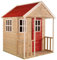 Wendi Toys M6R Kinderspielhaus Outdoor Holz mit Volltür, 3 Fenster, 120x120x155 cm, Rot, FSC Holzhaus, Langlebiges Spielhaus Kinder Outdoor, Schnelle Montage, Gartenhaus Kinder Outdoor