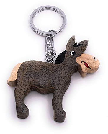 H-Customs Lachender Essel Funny Holz Edel Handmade Schlüsselanhänger Anhänger