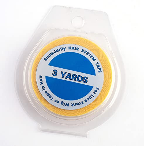 ShowJarlly 1 Rouleau Adhésif Double Face Adhésif Dentelle Support Avant Rouleau Perruque Jaune Bande D'extension Pour Coller Les Cheveux(Bande jaune0.8cm*3yards)
