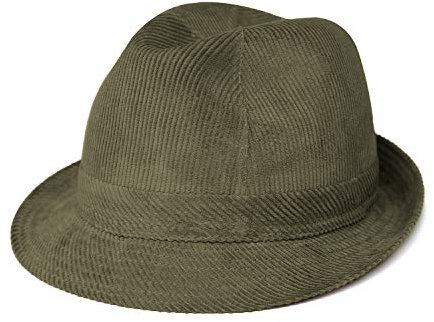 fiebig Westminster Corduroy hat | Trilby for Women & Men Made of Cotton | in Fedora with Cord Set, Inner Band & mesh Lining (55-S, Olive)