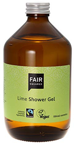 FAIR SQUARED Shower Gel Limette 500 ml - Duschgel für trockene oder sensible Haut - Vegane Naturkosmetik in der Zero Waste Mehrweg-Glasflasche