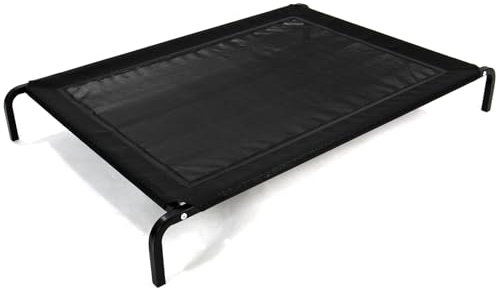 Easipet Elevated Mesh Dog Bed, Large Waterproof Raised Pet Cot with Steel Frame, Black, 114 x 76 x 15cm