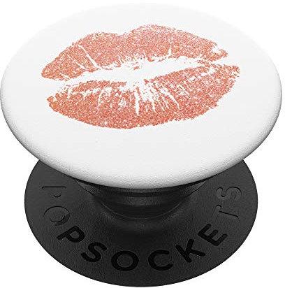 PopSockets Rosegold Lippen Weiß PopSockets PopGrip: Ausziehbarer Sockel und Griff für Handys/Tablets mit Tauschbarem Top