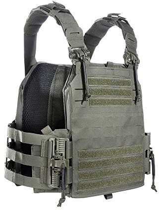 Tasmanian Tiger TT Plate Carrier QR LC IRR Steingrau-Oliv SK4 Platten-Träger mit reduzierter IR-Signatur nach Bundeswehr TL gefertigt