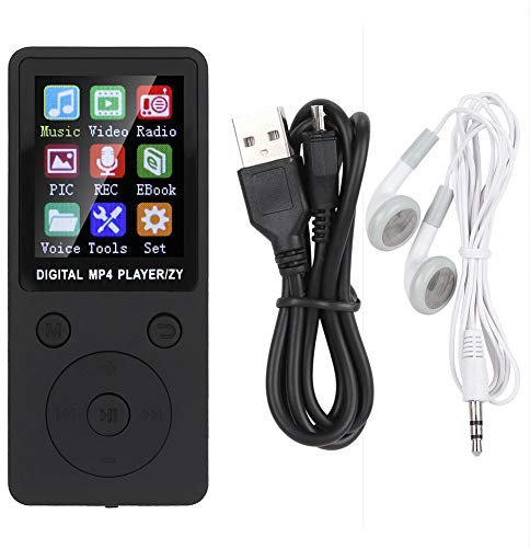 Lecteur MP3 MP4 8G Bluetooth Écran 1,8 pouces Mini lecteur portable Supporte la carte mémoire 32G Bouton rond, supporte la musique, la radio, l'enregistrement, la vidéo, le livre électronique(Noir)