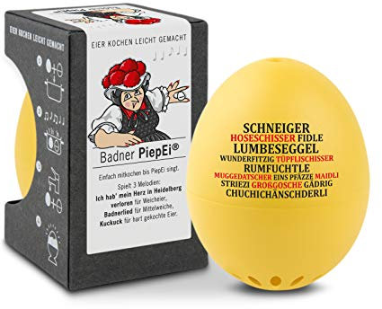 Badner PiepEi - Singende Eieruhr zum Mitkochen - Eierkocher für 3 Härtegrade - Schwarzwald Souvenir - Lustiges Kochei - Musik Eggtimer - Brainstream