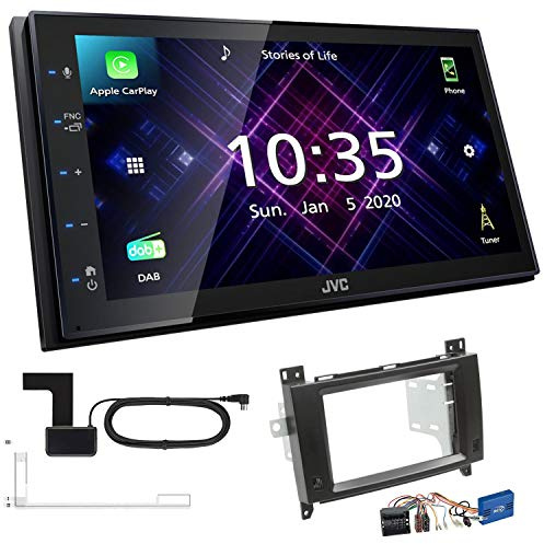 JVC KW-M565DBT 2-DIN Autoradio mit DAB Antenne passend für Mercedes Benz Vito Viano 2006-2014 inkl Canbus Quadlockstecker