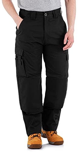 WrightFits Falcon Work Trousers Men - Heavy Duty Work Pants for Men Durable Trademens Workwears - Cargo Combat Trousers Triple Stiching Multi Pocket Kneepad Pocket 38/29 Black