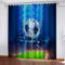 WJYYUD Kind 2er-Set Verdunkelungs Vorhang, WM Fußball Kinder Gardinen Ösen Gardine Blickdicht Thermo Polyester Schlafzimmer Vorhänge Dekoratives Muster Européen 160 x 140 cm (HxB)