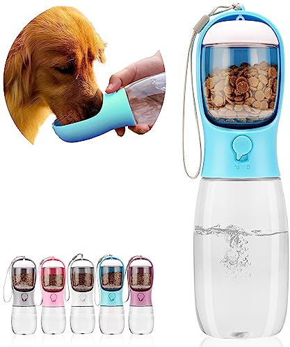 AVELORA Bouteille d'eau Portable pour Chien, Bouteille d'eau Portable avec récipient de Nourriture, Distributeur d'eau Portable d'extérieur pour Chat, Chiot, Animaux de Compagnie pour la Marche, la
