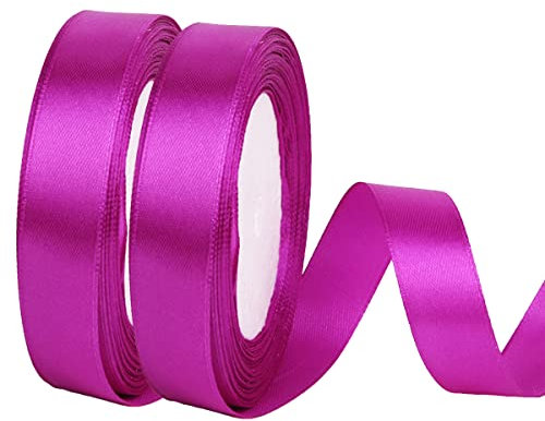 NOVAGO-2 Rouleaux 22 M ruban satin Décoration pour Fleurs, cadeaux, Mariage, fêtes. (Largeur 2cm, Fuschia)