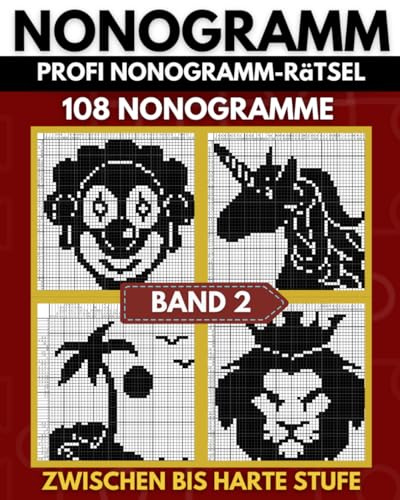 Nonogramm: Profi Nonogramm-Rätsel in schwarzweiss in größerem, Griddlers, Hanjie, Pic-a-Pix Logik-Rätsel für Erwachsene (Nonogramm Heft)