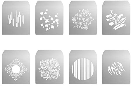 Gobo Sets für Soonpho Aluminiumlegierung Optischer Konische Snoot, 8 x Gobos Grafikkarten Metallplatten mit Hohlmustern für Kunst Spezialeffekte, Fotografie Zubehör für Gobo Projektor Bowens (Group G)
