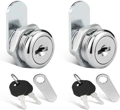 Truck Tool Box Locks, 2-Pack 5/8 Cylinder Key Alike Cam Lock Replacement Kit for Mounting in Trucks, Trailer, Rv Boxes, Mailboxes or Cabinets and Drawers, Fits on 0.39 (10mm) Max Door Thickness
