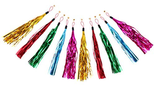 Interaktives Spielzeug für Katzen, 10 Stück Metallfolie Lametta-Gewebe mit Glocke, Katzen-Teaser, Ersatzminen, Fransen, Quasten, Girlanden für Katzen und Kätzchen