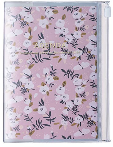 MARK'S 2022/2023 Taschenkalender A6 vertikal, Flower Pattern, Pink: Von September 2022 bis Dezember 2023