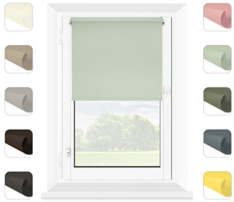 MARDOM Fenster Rollos ohne Bohren - Klemmfix Mini Rollo in Hellgrün (45x150 cm, Stoffbreite: 41)