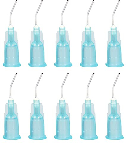 300pcs Curved Blunt Tip Dosing Needles, Curved Flow Dosing Blunt Needle, Disposable Curved Irrigation Blunt Needle Tips, Great for Oil or Glue Applicator (Blue (23G))