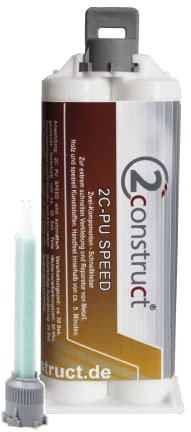 2Construct 2K PUR Speed Industriekleber Kunststoffkleber, 50g Kartusche, 5min, 1 Mischdüse