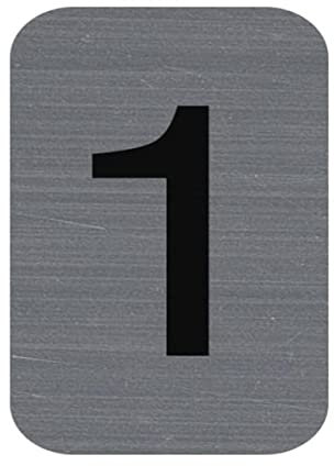 Exacompta - Réf. 67181E - 1 plaque adhésive CHIFFRE 1 - Plaque murale imprimée de signalisation - Sur tous supports - Aspect aluminium brossé - Dimensions : 2,5 x 4,4 cm