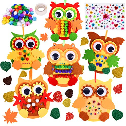 FORMIZON Filz Bastelset für Deko, 6 Stück Owl Set, Herbst Basteln für Kinder, Kreativsets Und Bastelbedarf, Festliche Geschenk für Jungen Mädchen