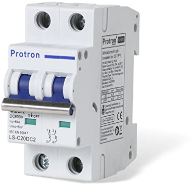 Protron DC Leitungsschutzschalter, LS-Schalter, MCB, Sicherungsautomaten für PV Photovoltaikanlagen (LS-C10DC2 10A 2-polig)