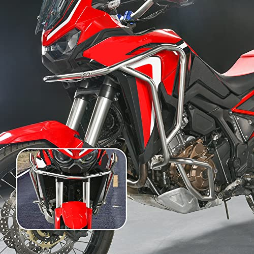 Motorrad Oberer Unterer Motorschutz Stoßstange Autobahn Sturzbügel Rahmen Fallschutz für H.onda CRF1100L CRF 1100 L CRF 1100L CRF-1100-L 2020 2021 2022 2023 Gastankschutzschieber (Unteres Silber)