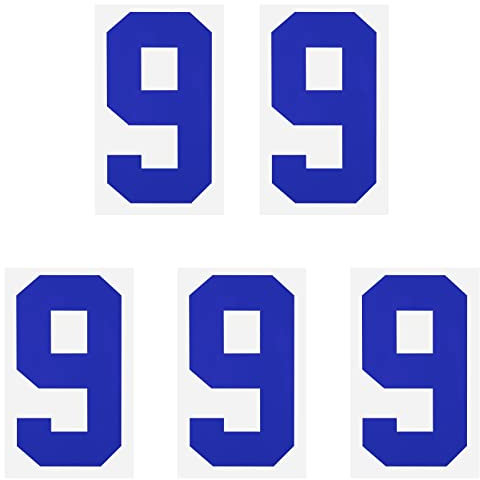 sourcing map Iron on Number 9 Heat Transfer 8 Blue Single Number for Team Uniform, Sports T-Shirt, Football, Basketball, Baseball Pack of 5