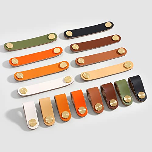 TopHomer Möbelgriffe aus Leder Möbelknöpfe Griffe, Schrankgriffe Zuggriff Schrankknöpfe für Schränke, Kleiderschrank, Schublade, Küche (4, Schwarz)