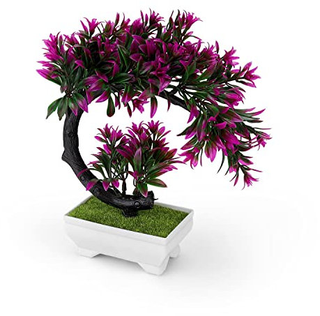 Bonsai Künstlich Kunststoff, DEANKEJI Bonsaibaum Echt, Kleine Plastikpflanzen, Künstlicher Baum Natürliche Müdigkeit Lindern, Pflanzen Dekoration für Balkon, Garten, Büro Ornamente