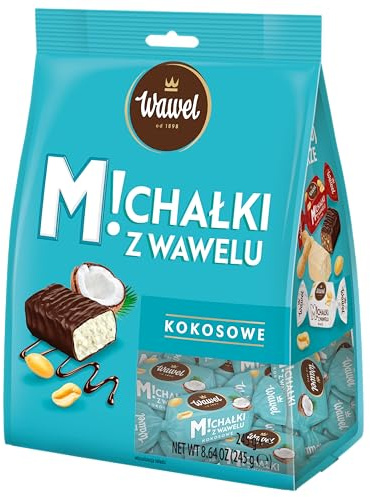 WAWEL Michałki Zamkowe Kokosowe 245g chocolate squares candies with coconut