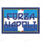 Striscione Forza Napoli 70x100 cm in Tessuto TNT di Poliestere, con 4 Occhielli per Fissaggio. Bandiera Forza Napoli per Balcone, Ringhiera, Cancello.
