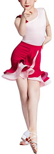 Happy Cherry Ragazza Costumi da Ballo Danza Salsa Bambine Completi 2 Pezzi Body Latino Americano + Gonnellina Balza Tango Rumba Samba Dancewear